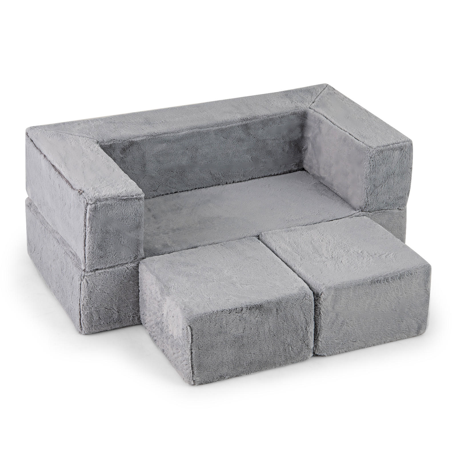 KINDERSOFA 42cm Grau - Grau, Textil (52/42/100cm) - COSTWAY