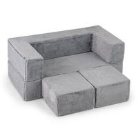 KINDERSOFA 42cm Grau - Grau, Textil (52/42/100cm) - COSTWAY