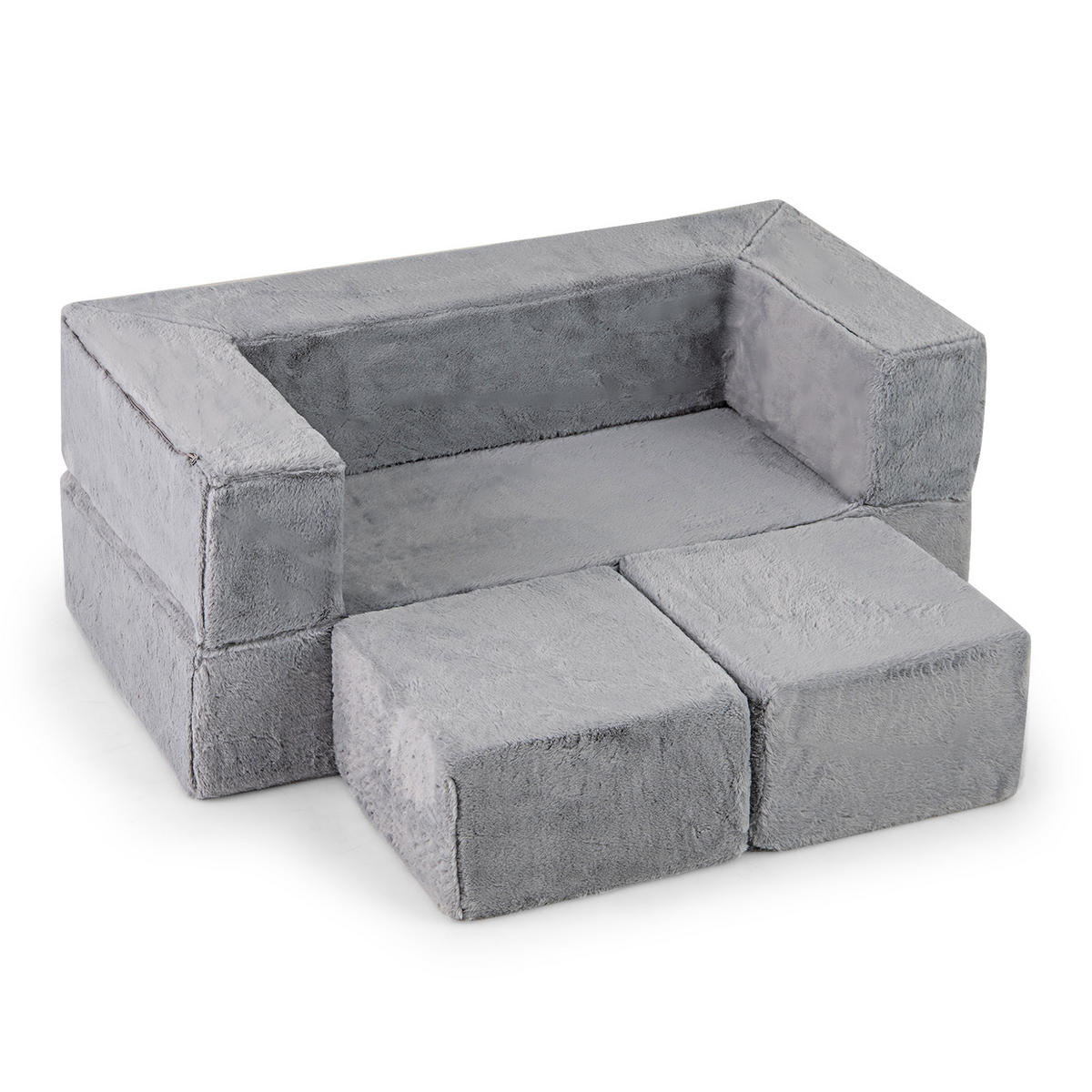 KINDERSOFA 42cm Grau - Grau, Textil (52/42/100cm) - COSTWAY
