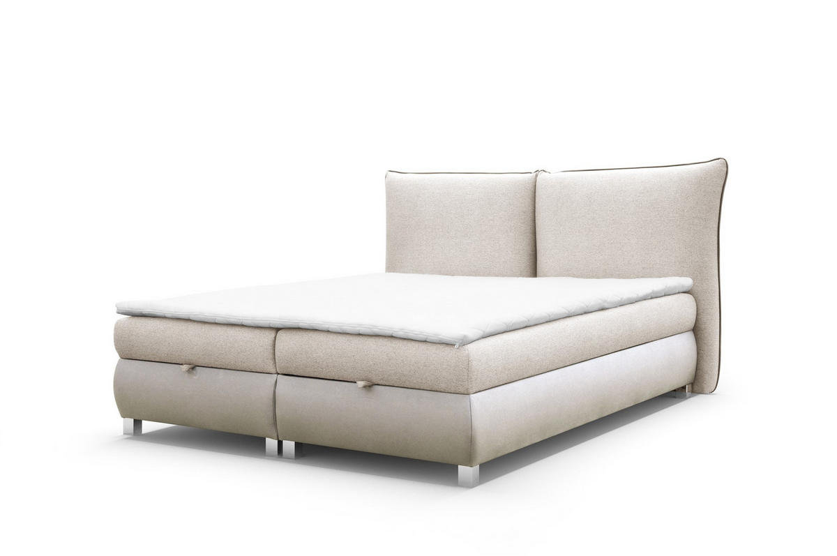 BOXBETT Valentin In Neve - Beige, Holzwerkstoff/Textil (160/200cm) - Fun Möbel