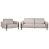 4-SITZER-SOFA Set Lederoptik hellgrau Askim - Schwarz/Grau, Textil (122/122/207cm) - Beliani
