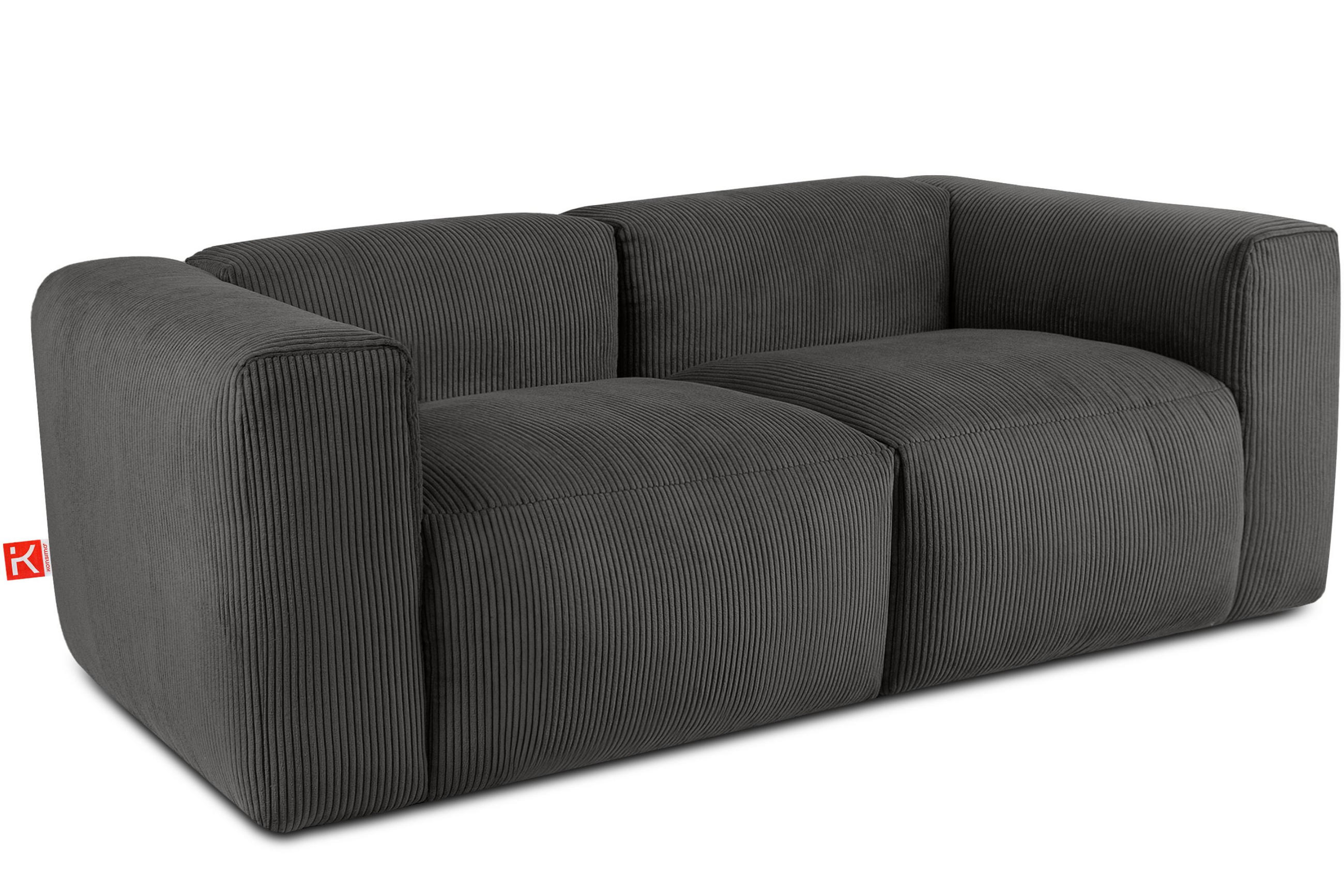 2-SITZER-MODULSOFA BUFFO mit extrem weicher und bequemer Sitzfläche, Kordstoff, grau - Grau, Textil (210/73/96cm) - KONSIMO®