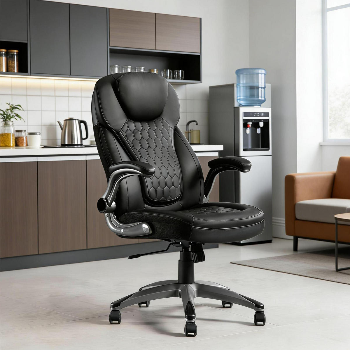 BÜROSTUHL höhenverstellbar mit hoher Rückenlehne Schwarz - Schwarz, Metall (67.5/120/73cm) - Meubliv