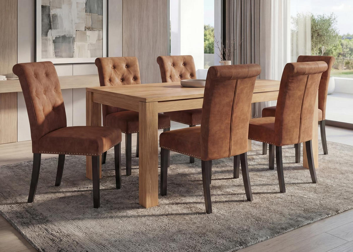 ESSZIMMERSTUHL FIELD 2 Braun 6er-Set - Braun, Textil (47/98/62cm) - MCW