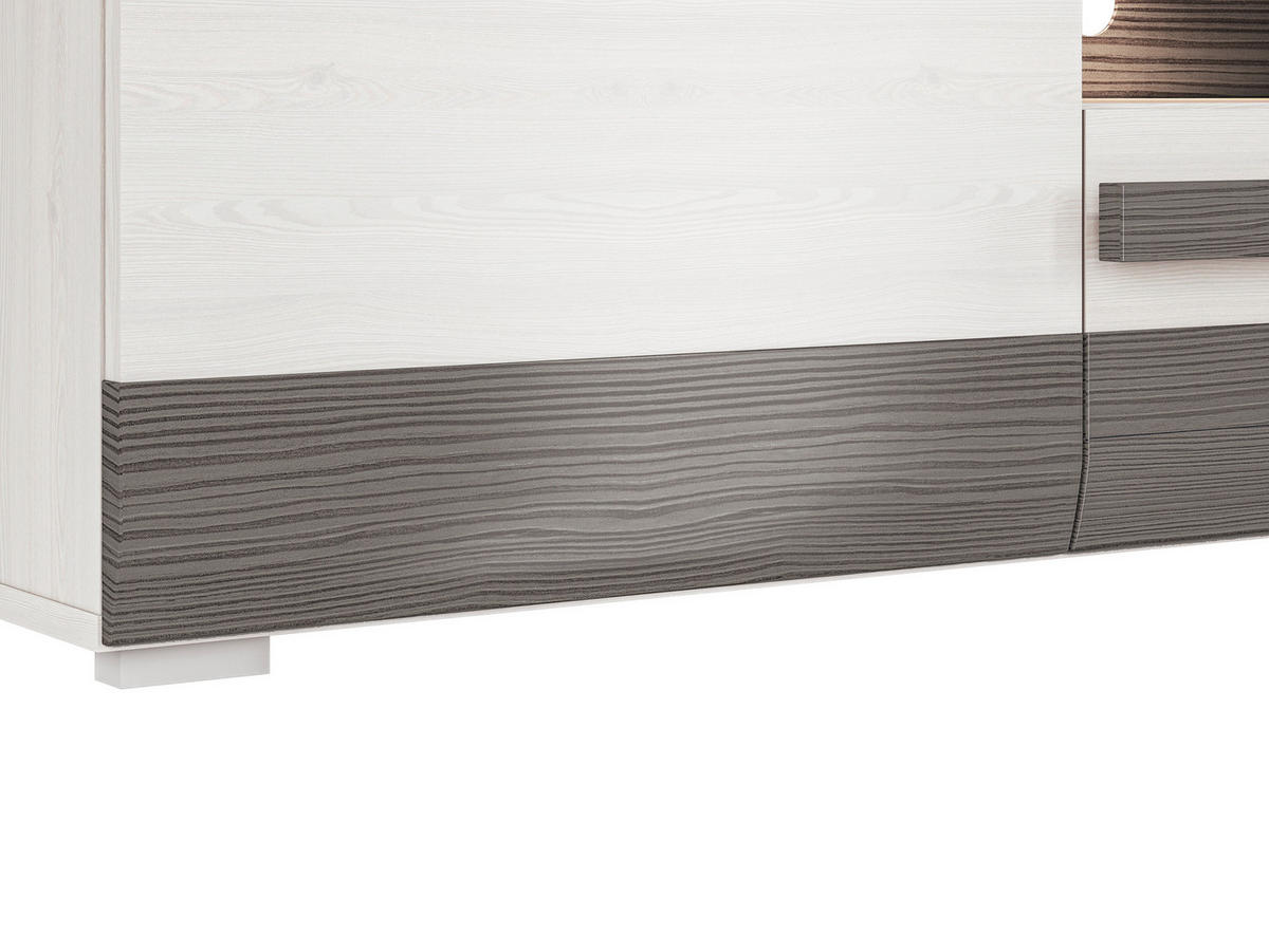 LOWBOARD Blanco Pinie weiß / grau 128 / 42 / 55cm - Weiß, Holz/Holzwerkstoff (128/55/42cm) - Feldmann-Wohnen