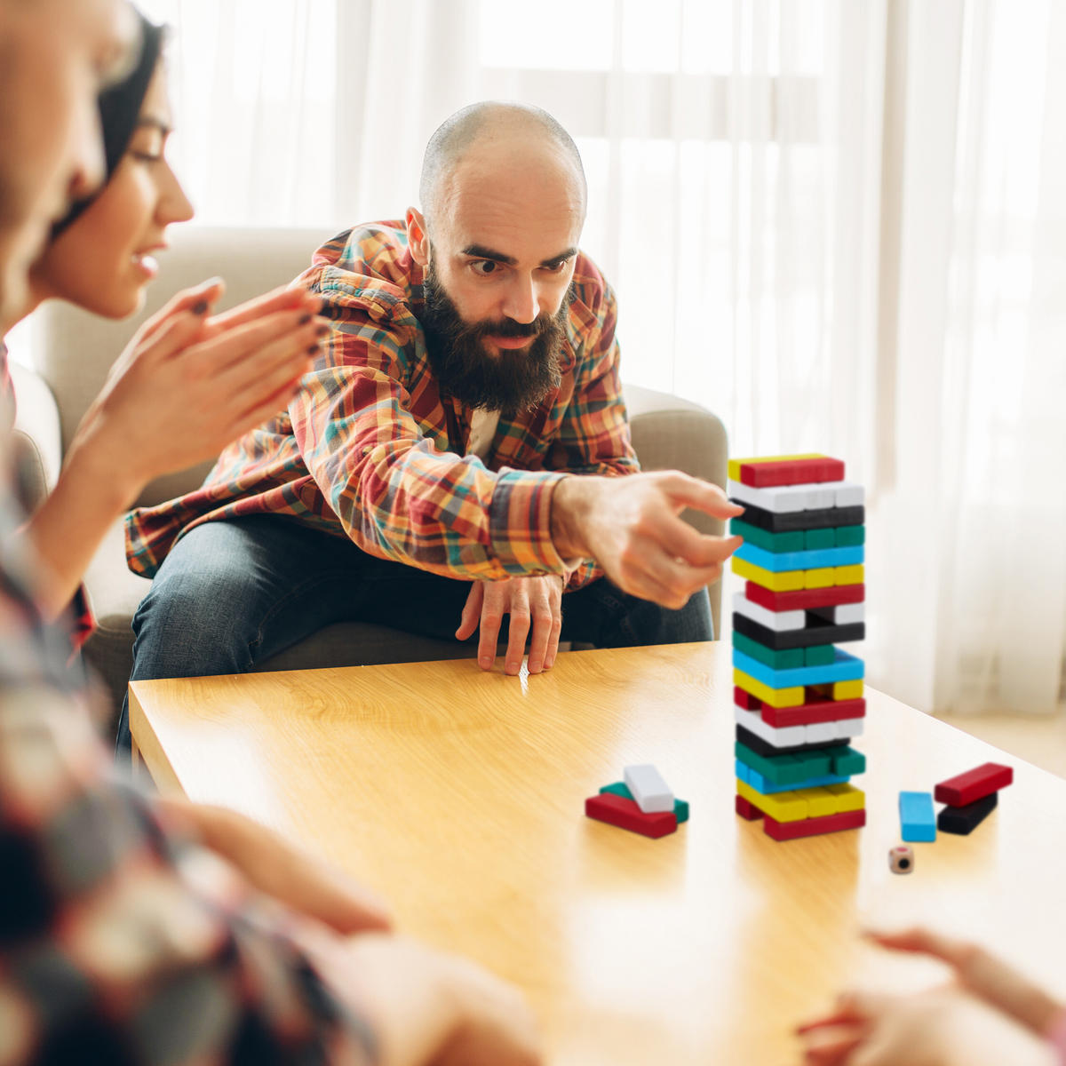 WACKELTURM - Multicolor, Holz (7.5/7.5cm) - Relaxdays