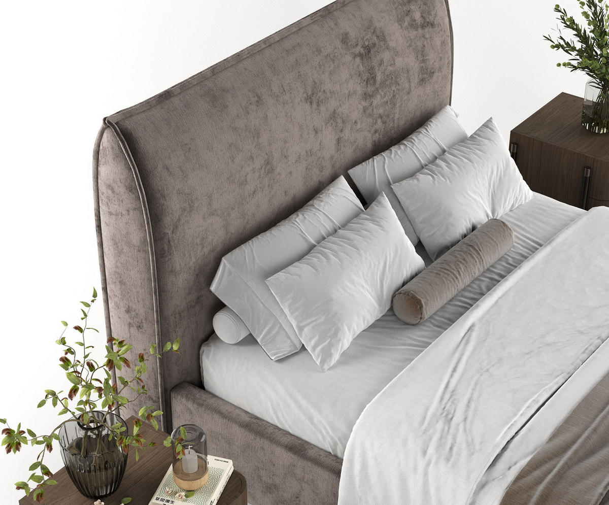POLSTERBETT Como Braun 140/200 cm im Chenille-Stoff - Schwarz/Naturfarben, Holz/Holzwerkstoff (140/200cm) - Maison de Reve