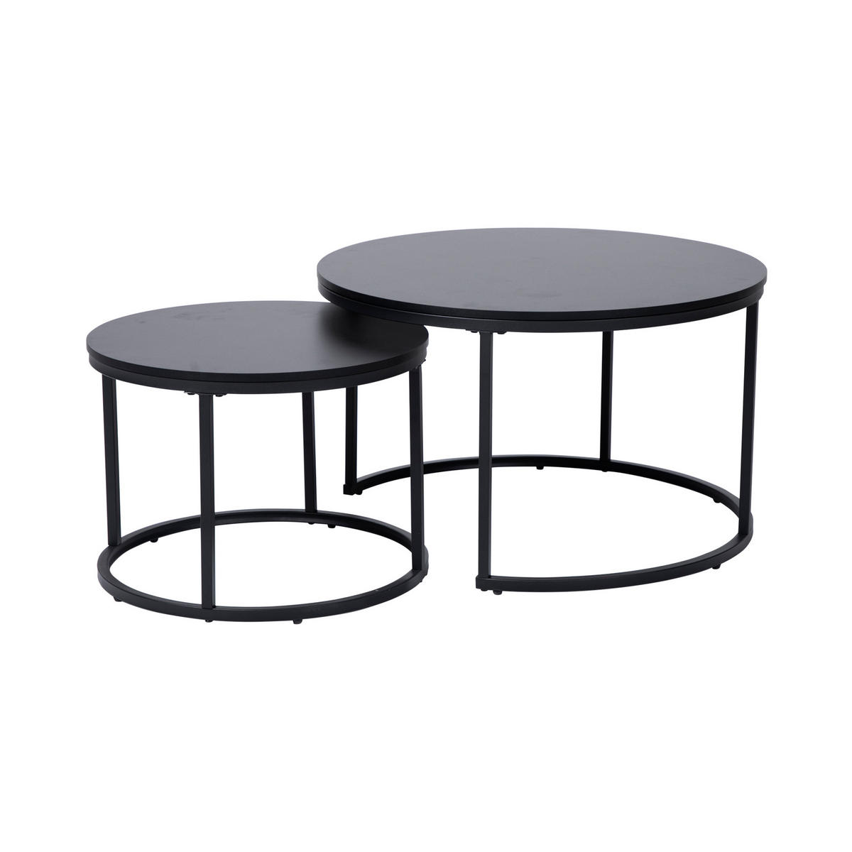 COUCHTISCH 2er Set rund schwarz - Schwarz, Holzwerkstoff (70/70/42.5cm) - Home Collective