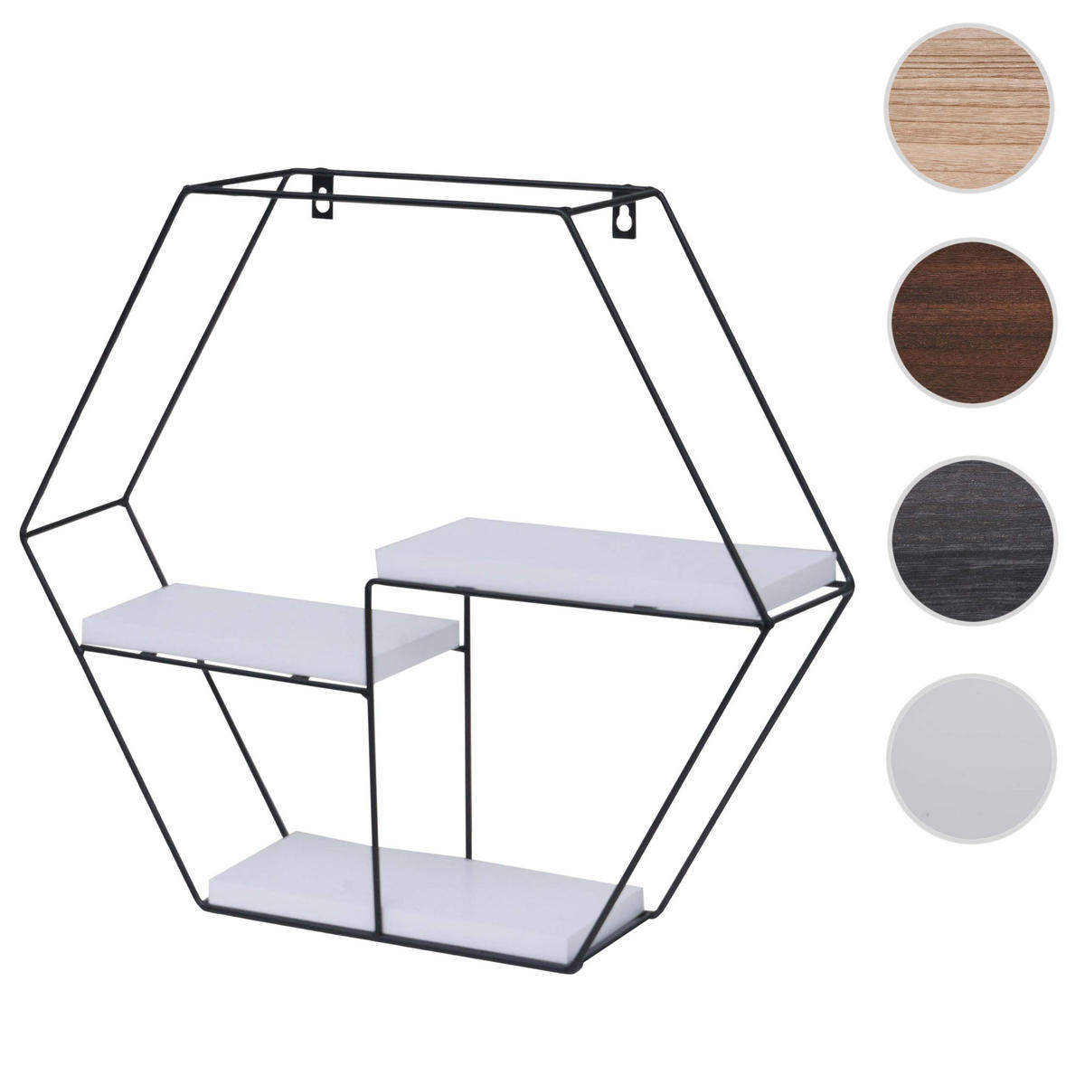 STENSKA POLICA Bela - bela, les (49/43/11cm) - MCW