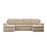 U-SOFA MIT SCHLAFFUNKTION FORESTA, Cord - Beige - Beige, Textil (302/89/159cm)