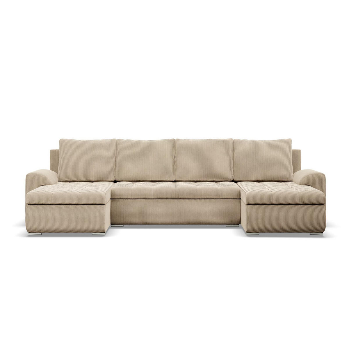 U-SOFA MIT SCHLAFFUNKTION FORESTA, Cord - Beige - Beige, Textil (302/89/159cm)