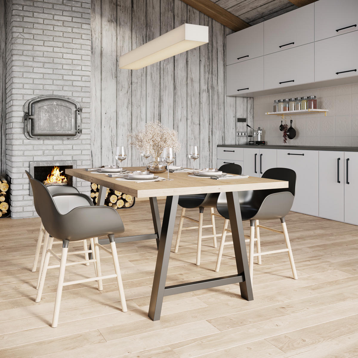 TISCHBEINE Thusia Lite A 2er-Set Schwarz 72cm - Schwarz, Metall (72/72/8cm) - Metalo Pro