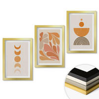 WANDBILDER 3er Set - 20x30 cm Goldrahmen - Abstrakte orange Formen - Goldfarben, Kunststoff (20/30cm) - ArtPrintCave