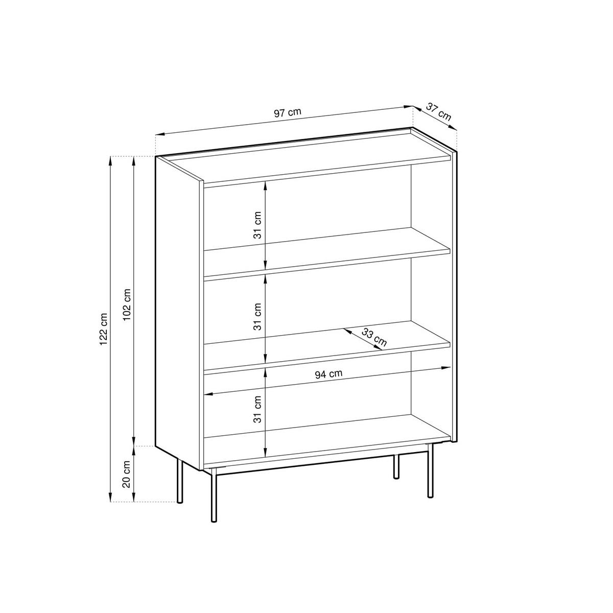 HIGHBOARD COLORE 97/122/37 cm mit 2 Türen Rot - Rot, Holzwerkstoff (97/122/37cm) - MASSENO