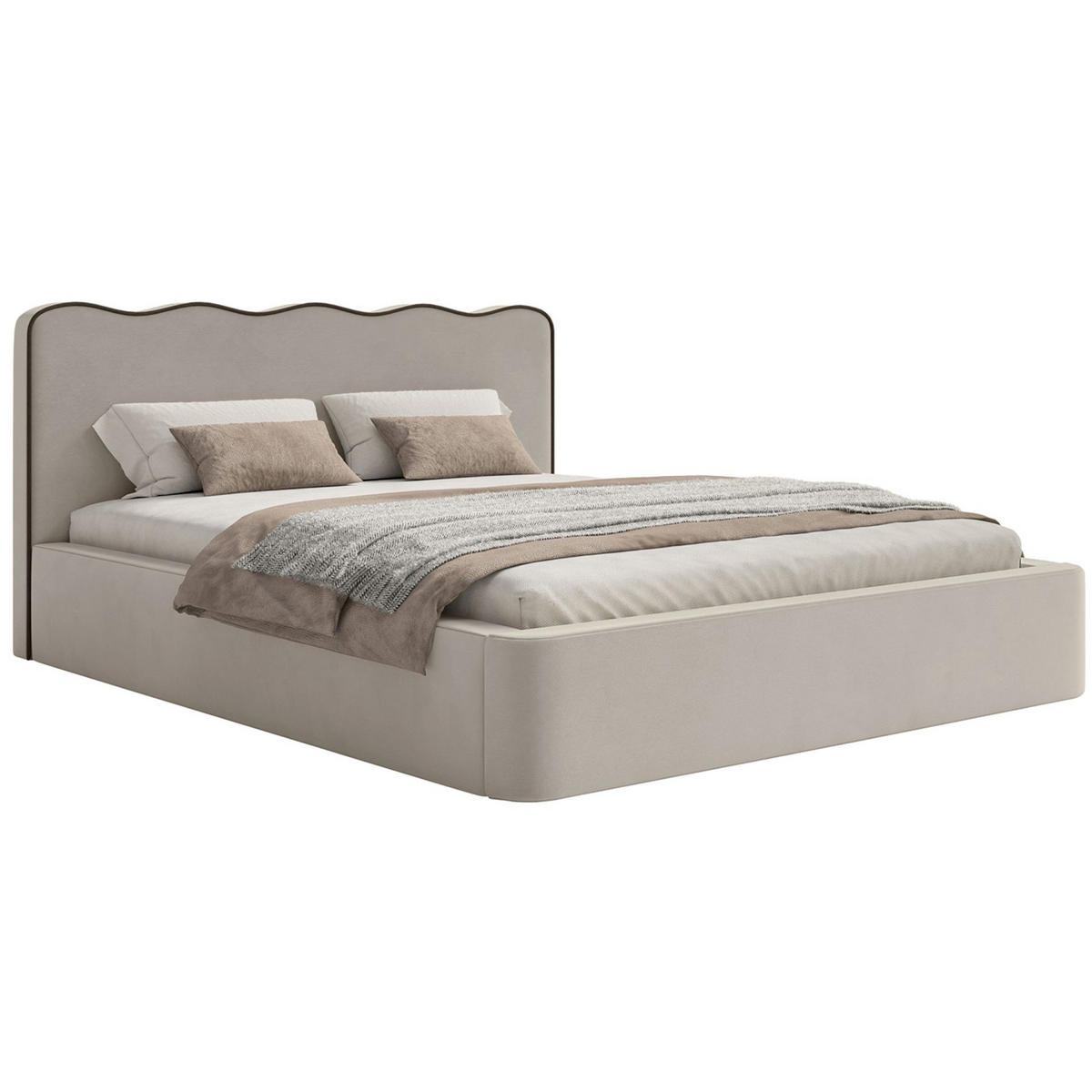 POLSTERBETT Duney Beige Velours mit Bettkasten 160x200 cm - Beige, Textil (160/200cm) - Selsey