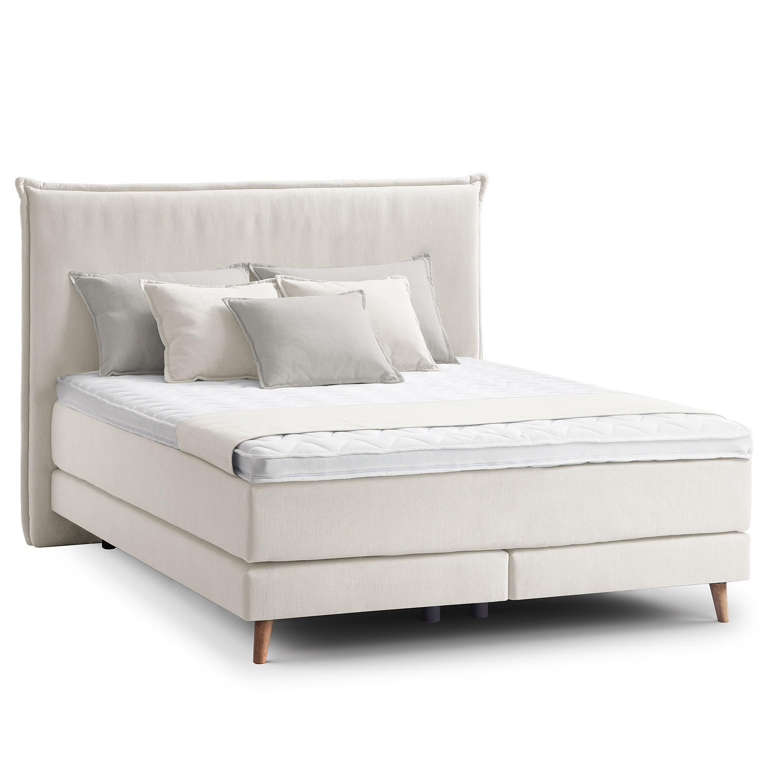 BOXSPRINGBETT - Klassisch - Platinfarben, Holz (160/200cm) - home24