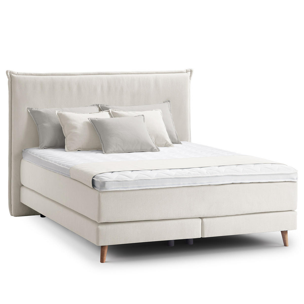 BOXSPRINGBETT - Klassisch - Platinfarben, Holz (160/200cm) - home24