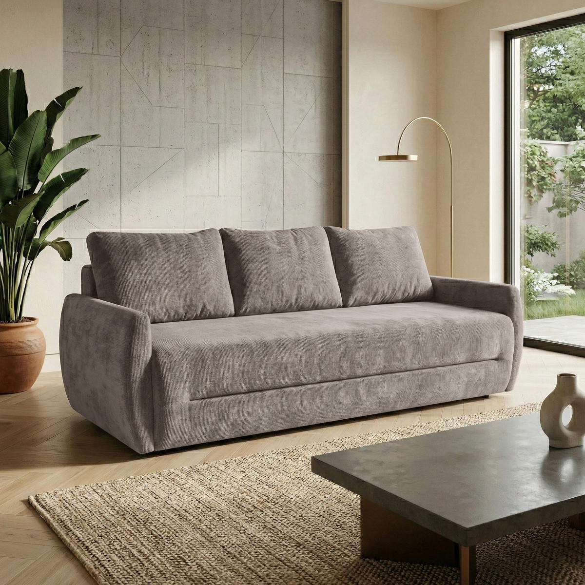 SCHLAFSOFA Piero 3-Sitzer mit Schlaffunktion, Braun - Braun, Textil (222/93/99cm) - Beautysofa