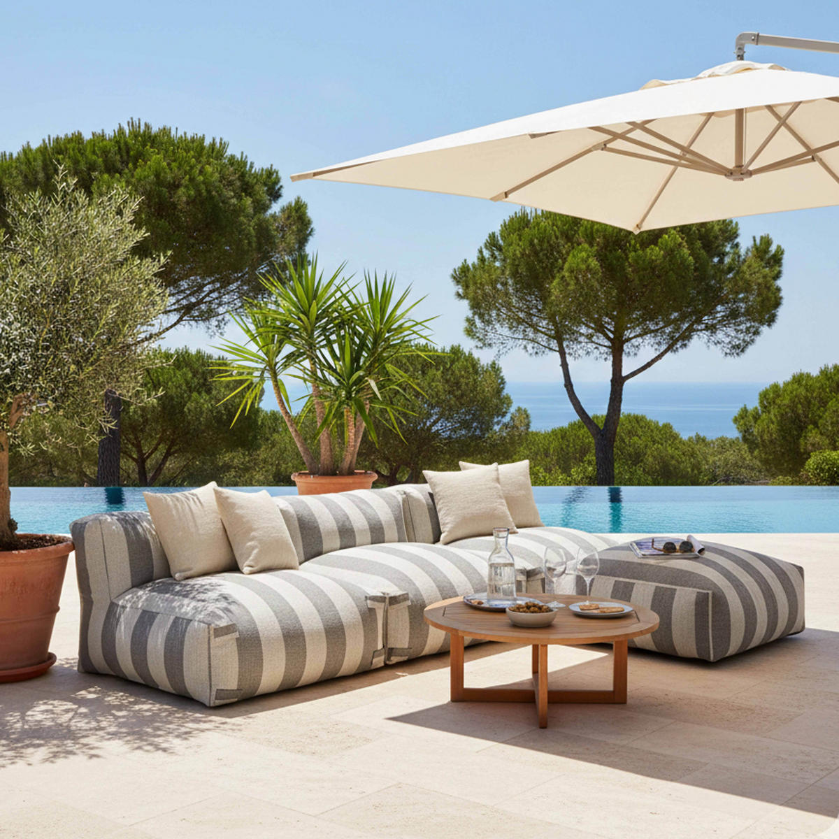 GARTENSESSEL, Grau - Grau, Textil (85/65/85cm) - Oviala
