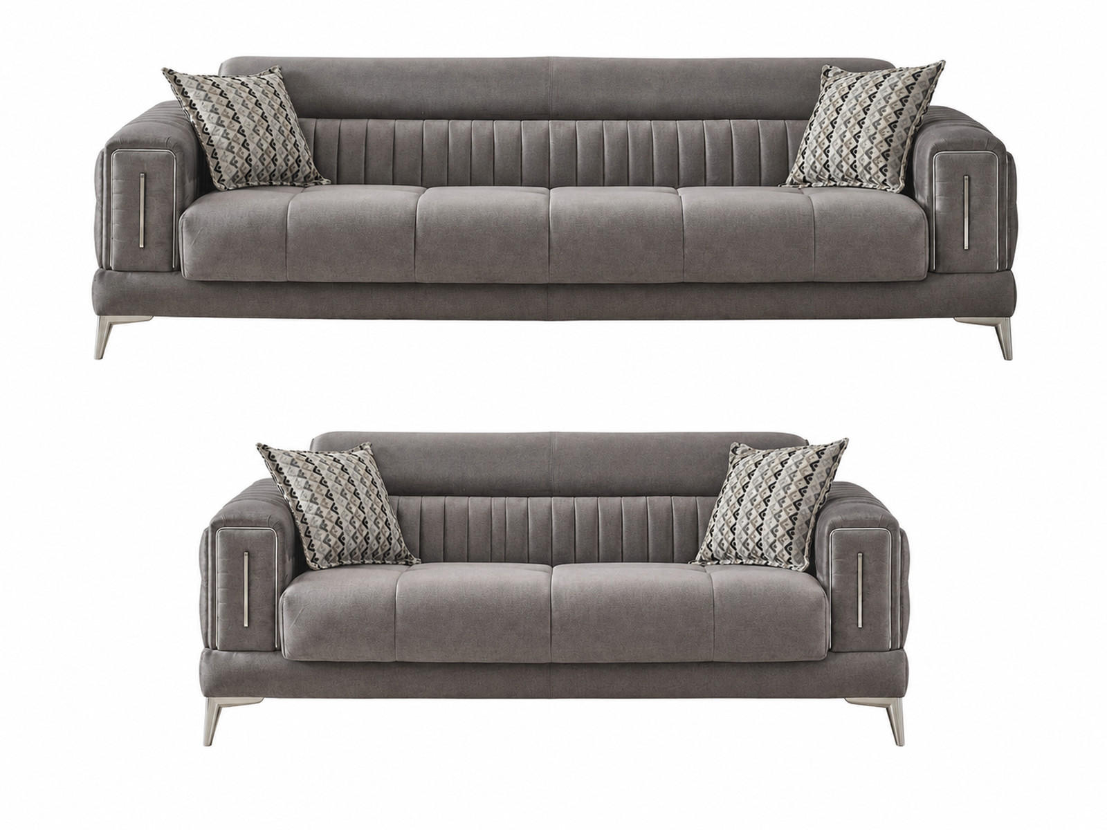 SITZGARNITUR Arica, Grau Stellvariante 3+2 - Grau, Holzwerkstoff/Kunststoff (240/80/95cm)
