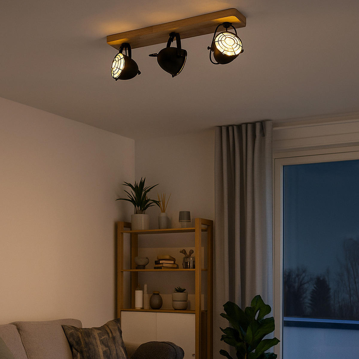 LED DECKENLEUCHTE Metall Holz Braun - Braun, Holz (59/11/20.5cm)