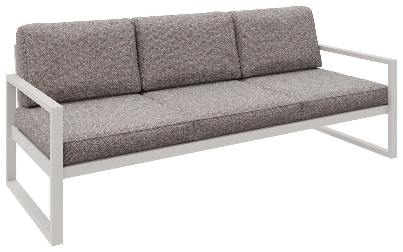 GARTENBANK Bellano Outdoor 3-Sitzer Polster-Loungebank, Stahlgestell Kaschmir, Dunkelbeige 76/216/80 cm - Beige, Textil (216/86/80cm) - WFL GROUP