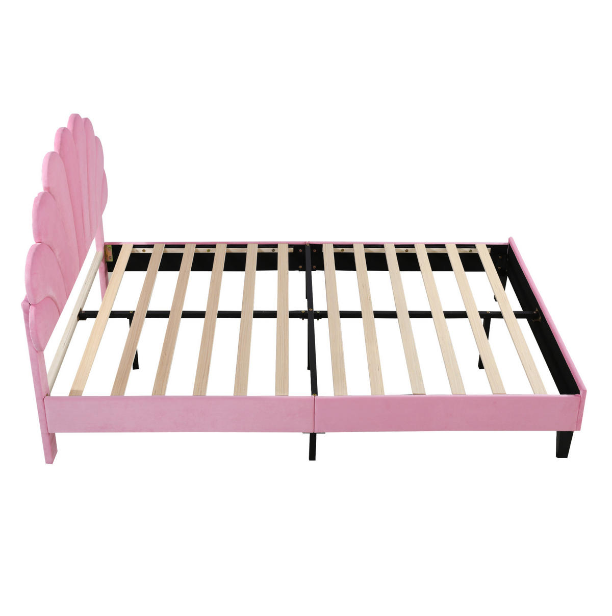 POLSTERBETT mit Blumen-Kopfteil 140x200 cm Samt Pink - Pink, Metall (140/200cm) - Meubliv