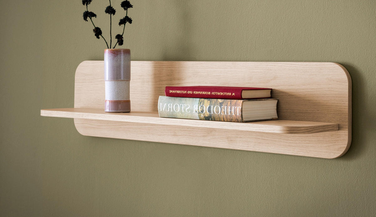 WANDBOARD Eiche natur 90 cm, Wandregal skandinavisch - Eichefarben, Holzwerkstoff/Metall (90/22/19cm) - Furn.Design