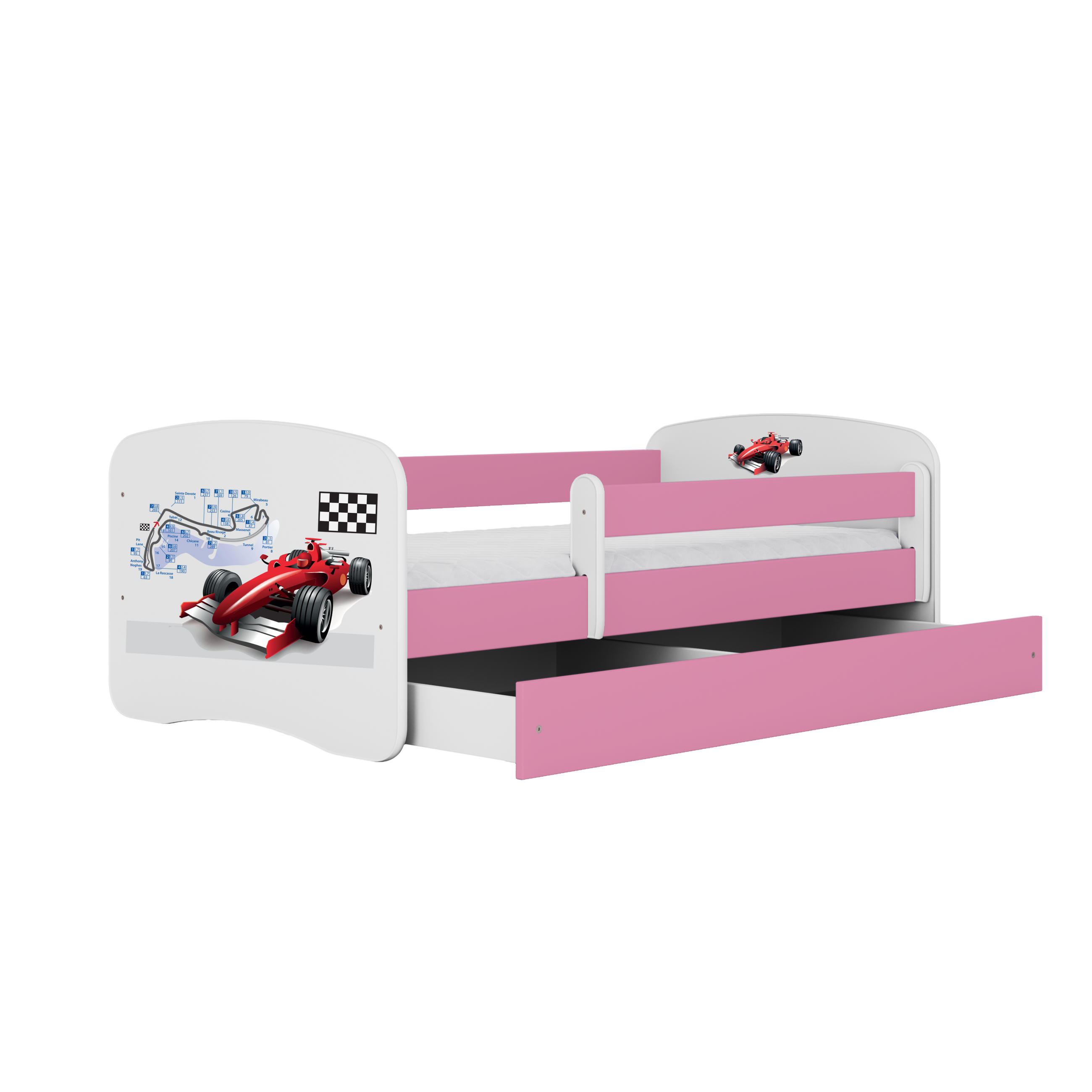 KINDERBETT Formel 1 mit Schublade 140/70 80/61/144 - Rosa, Holzwerkstoff (80/140cm) - RAUMHIRSCH FURNITURE