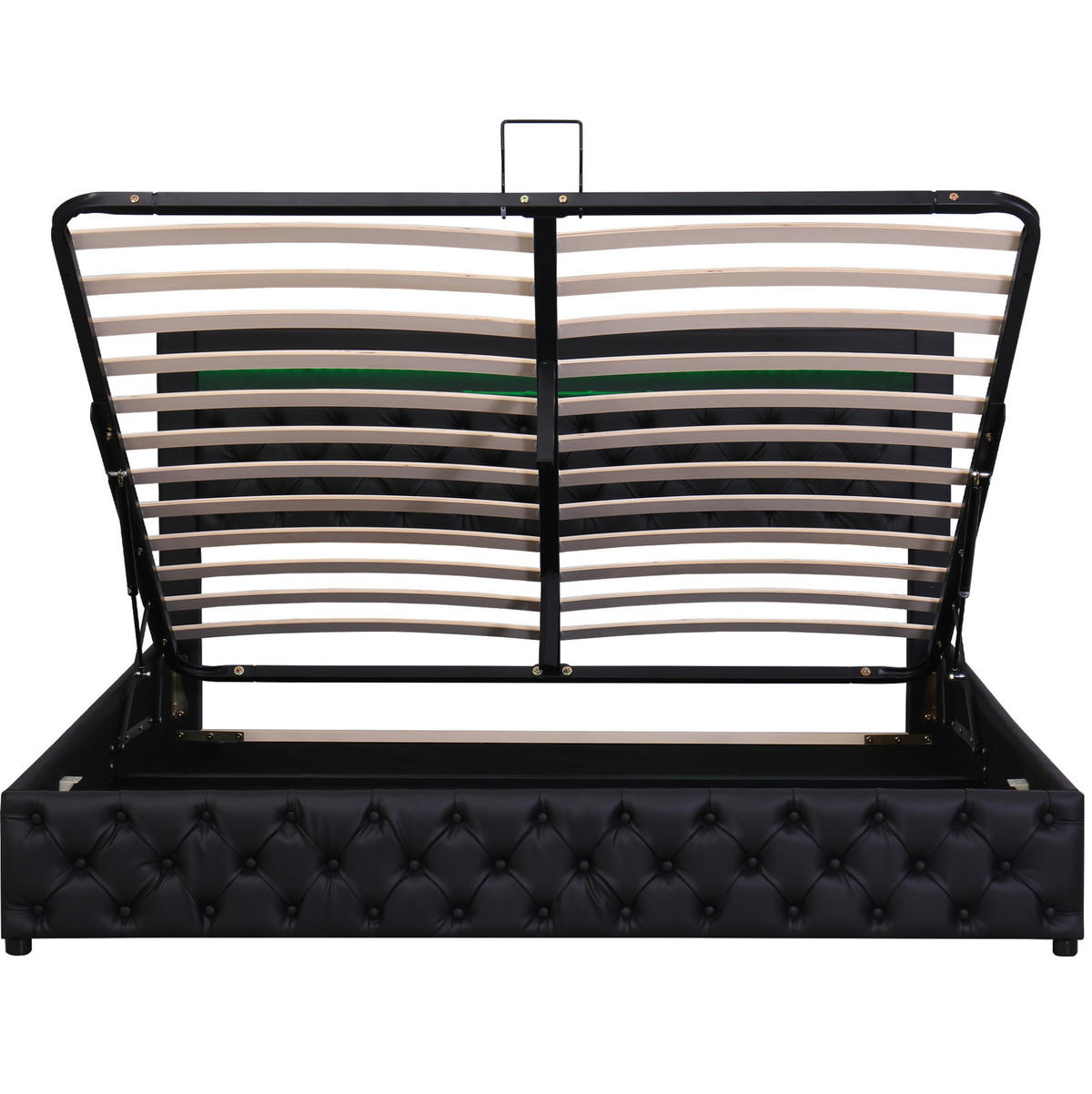 POLSTERBETT 180/200 cm schwarz aus PU mit Bettkasten und LED-Beleuchtung - Schwarz, Kunststoff (180/200cm) - OKMYHOME