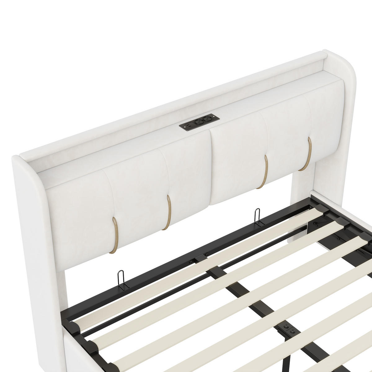 POLSTERBETT 160x200 cm Bettkasten LED USB Steckdose beige - Beige, Holz (160/200cm) - LEBENLANG