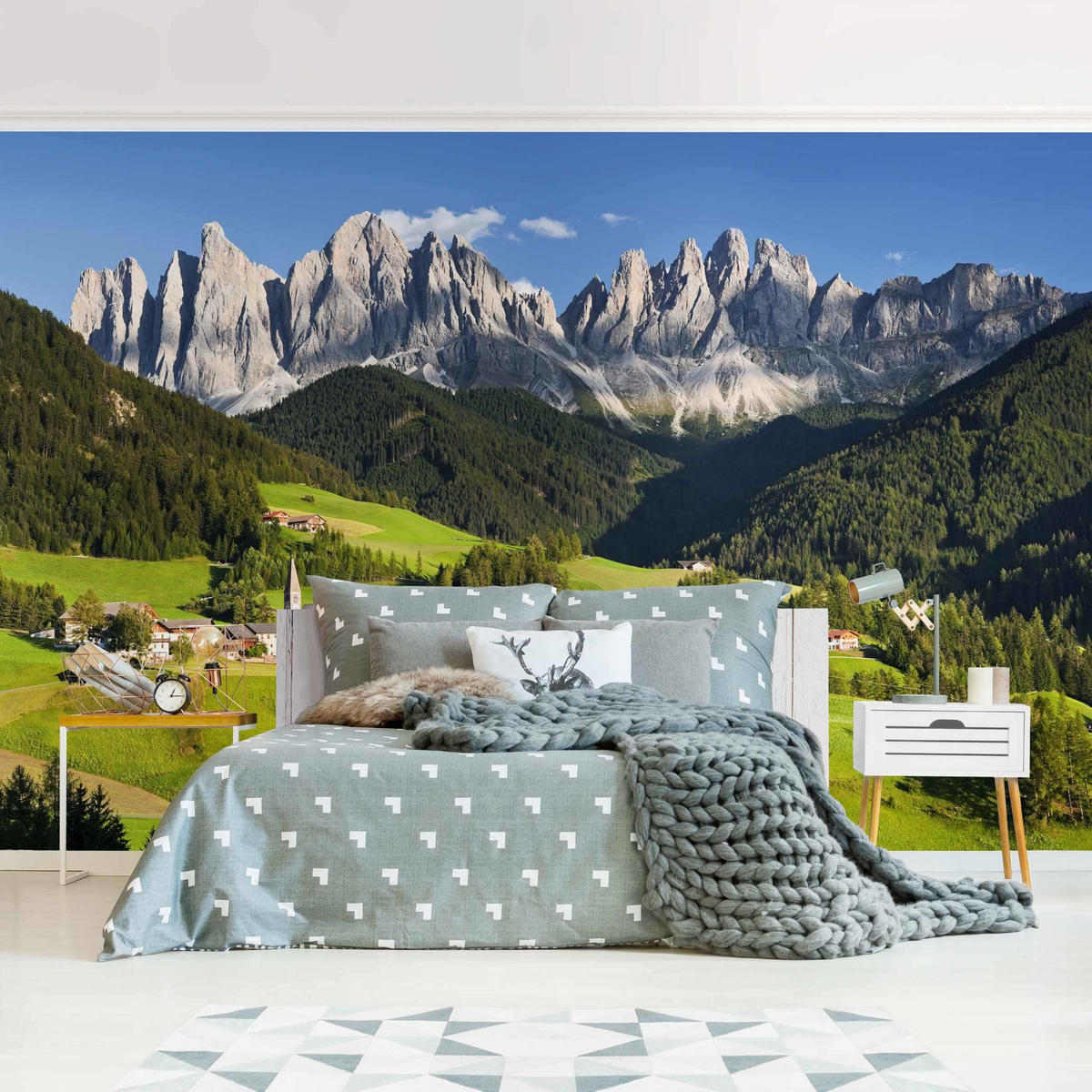 FOTOTAPETE Geislerspitzen in Südtirol 336/225 cm - Grün, Papier (336/225cm) - Bilderwelten