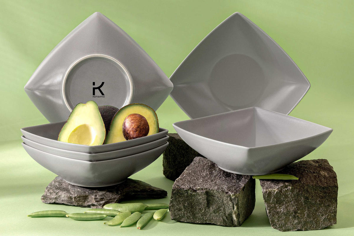 TELLERSET EPIRI Suppenteller 6 Personen 6-tlg - Grau, Keramik (17cm) - KONSIMO®