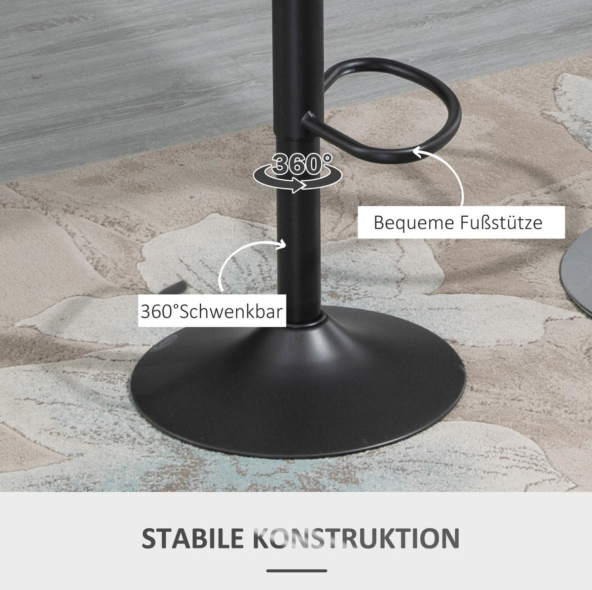 BARHOCKER 2er-Set drehbar höhenverstellbar Kunstleder Grau - Grau, Metall (49/110/44cm) - Meubliv