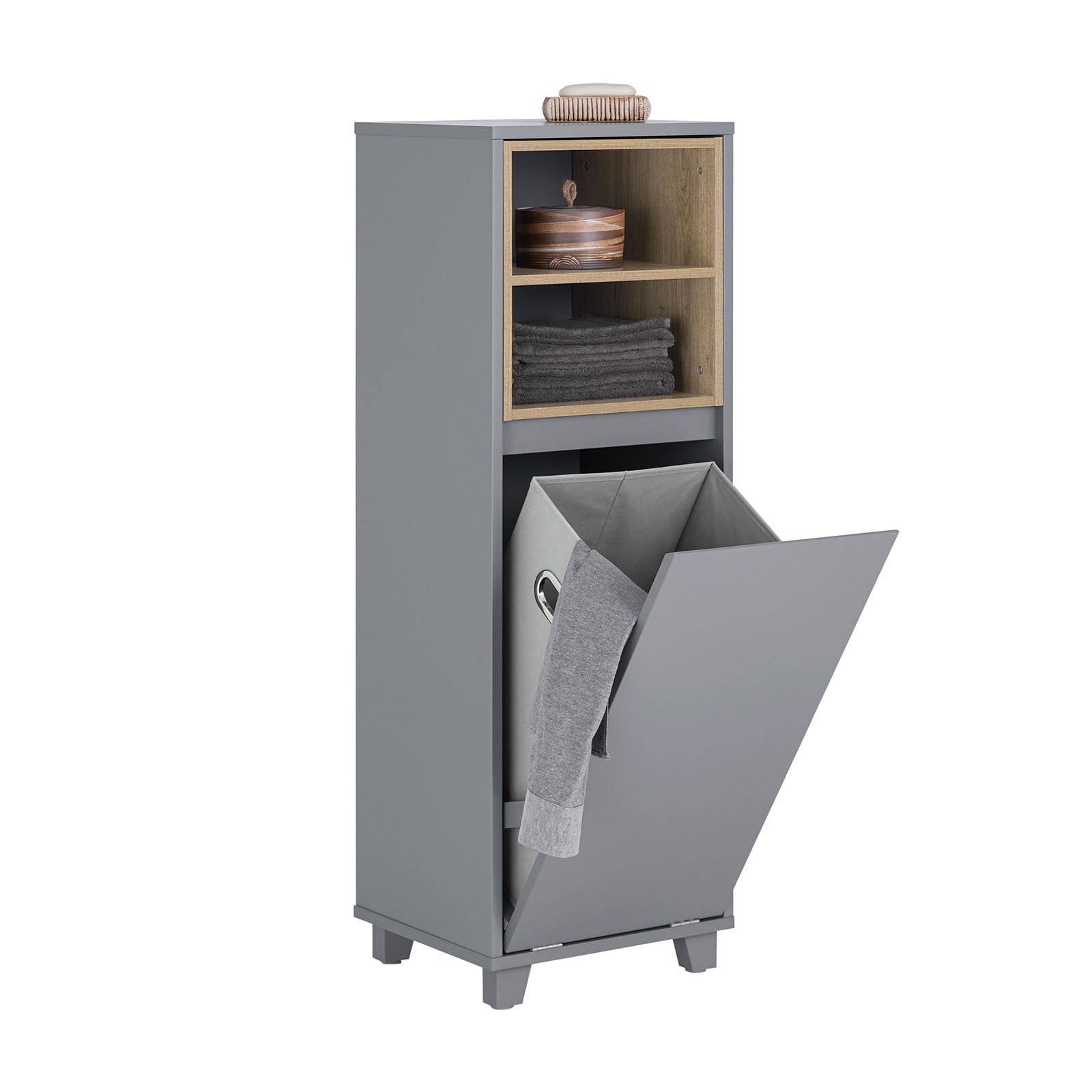 WÄSCHESCHRANK Dunkelgrau - Grau, Holzwerkstoff (35/105/30cm) - SoBuy
