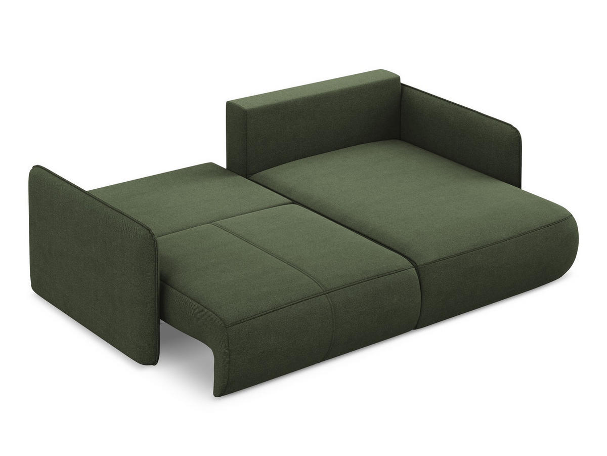 ECKSOFA mit Schlaffunktion Strukturstoff Stoff Grün - Schwarz/Olivgrün, Kunststoff/Textil (207/148cm) - Makamii