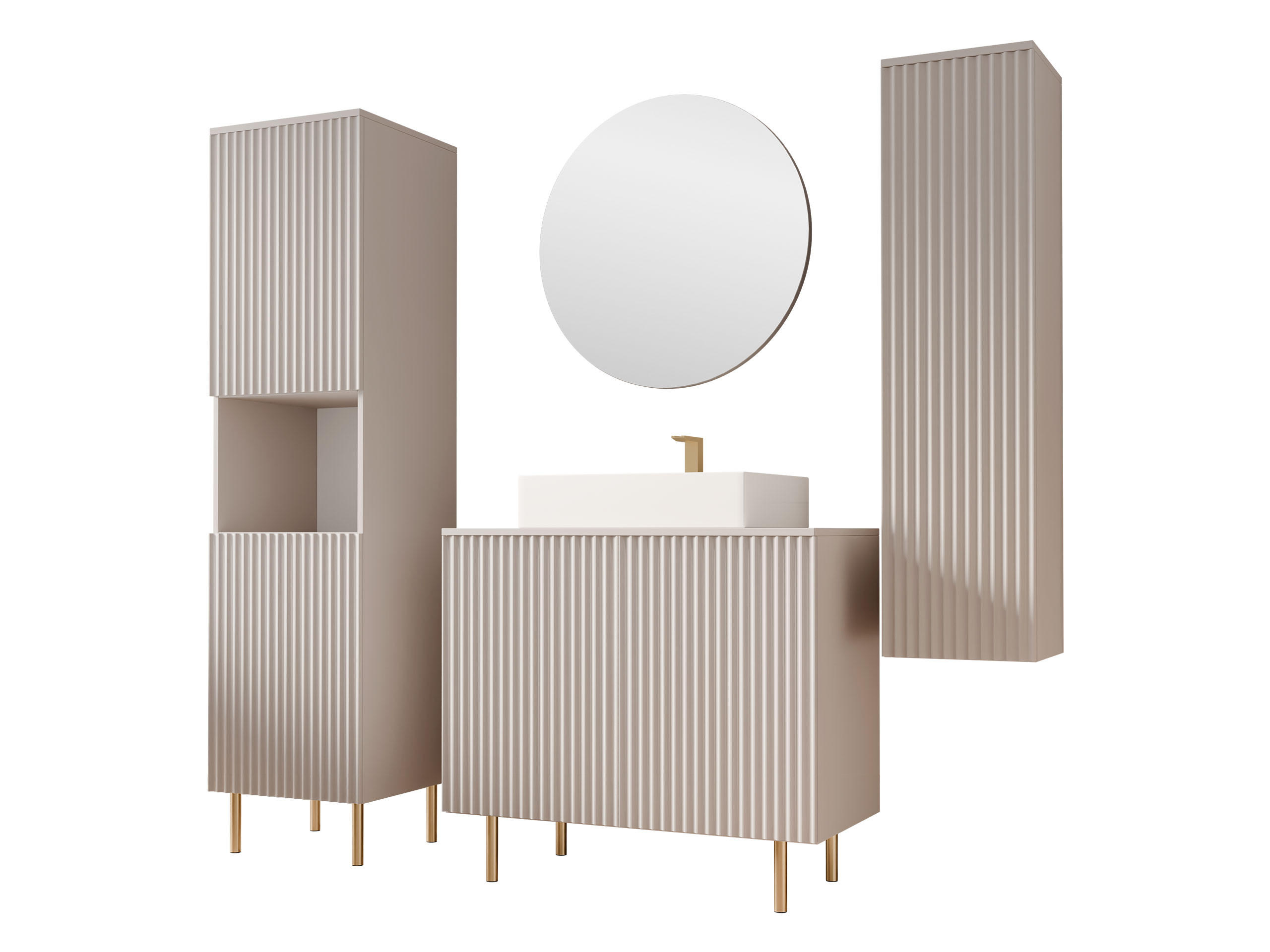 BADMÖBEL-SET Nubia V - Kaschmir/Goldfarben, Holzwerkstoff/Metall (87/79/45cm) - MIRJAN24