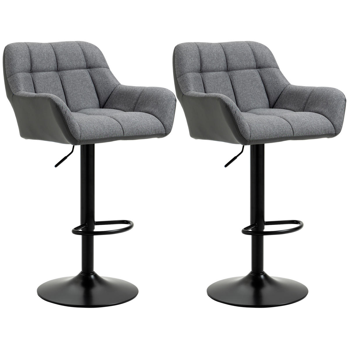 BARHOCKER 2er-Set DE-08063 Retro-Design, höhenverstellbar, 360° drehbar Grau - Grau, Metall (52.5/114/57.5cm) - ComfortXL