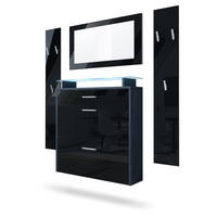 GARDEROBE Malea Fronten in Schwarz Hochglanz - Schwarz Hochglanz, Holzwerkstoff (180/180/23cm) - Vladon