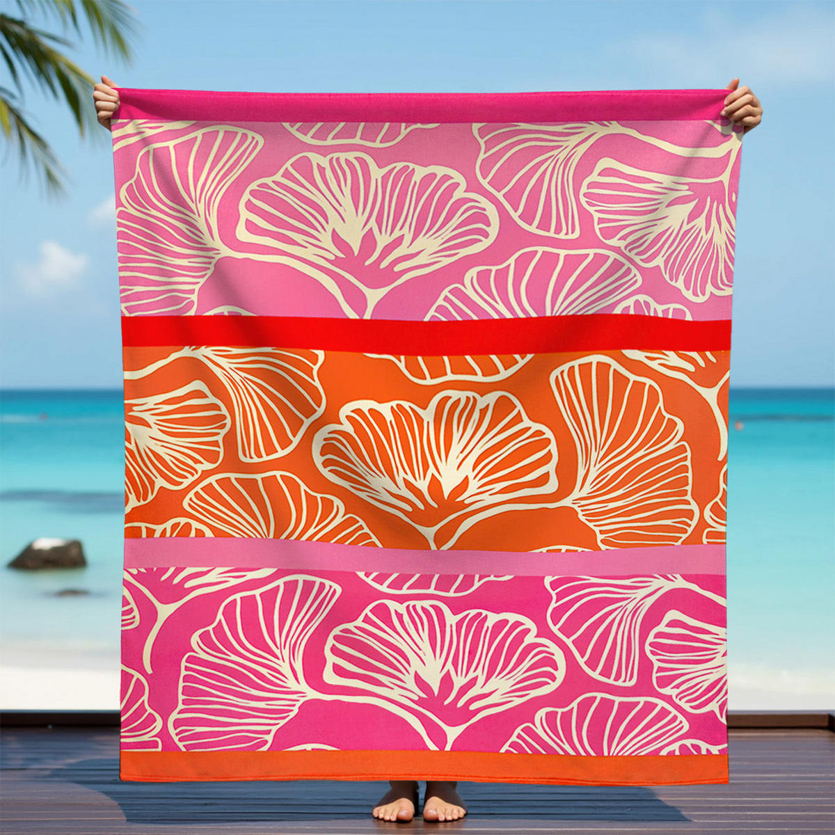 STRANDTUCH XL Mikrofaser Rosa 140x170 220g/m² - Jinoka - Pink, Textil (140/170cm) - LE COMPTOIR DE LA PLAGE