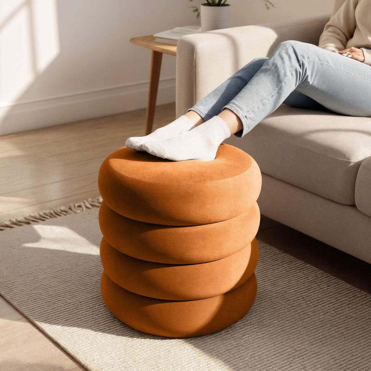 PRESVUČENA klupa s pohranom, bež - bež, tekstil (42/45/42cm) - RAUMHIRSCH FURNITURE