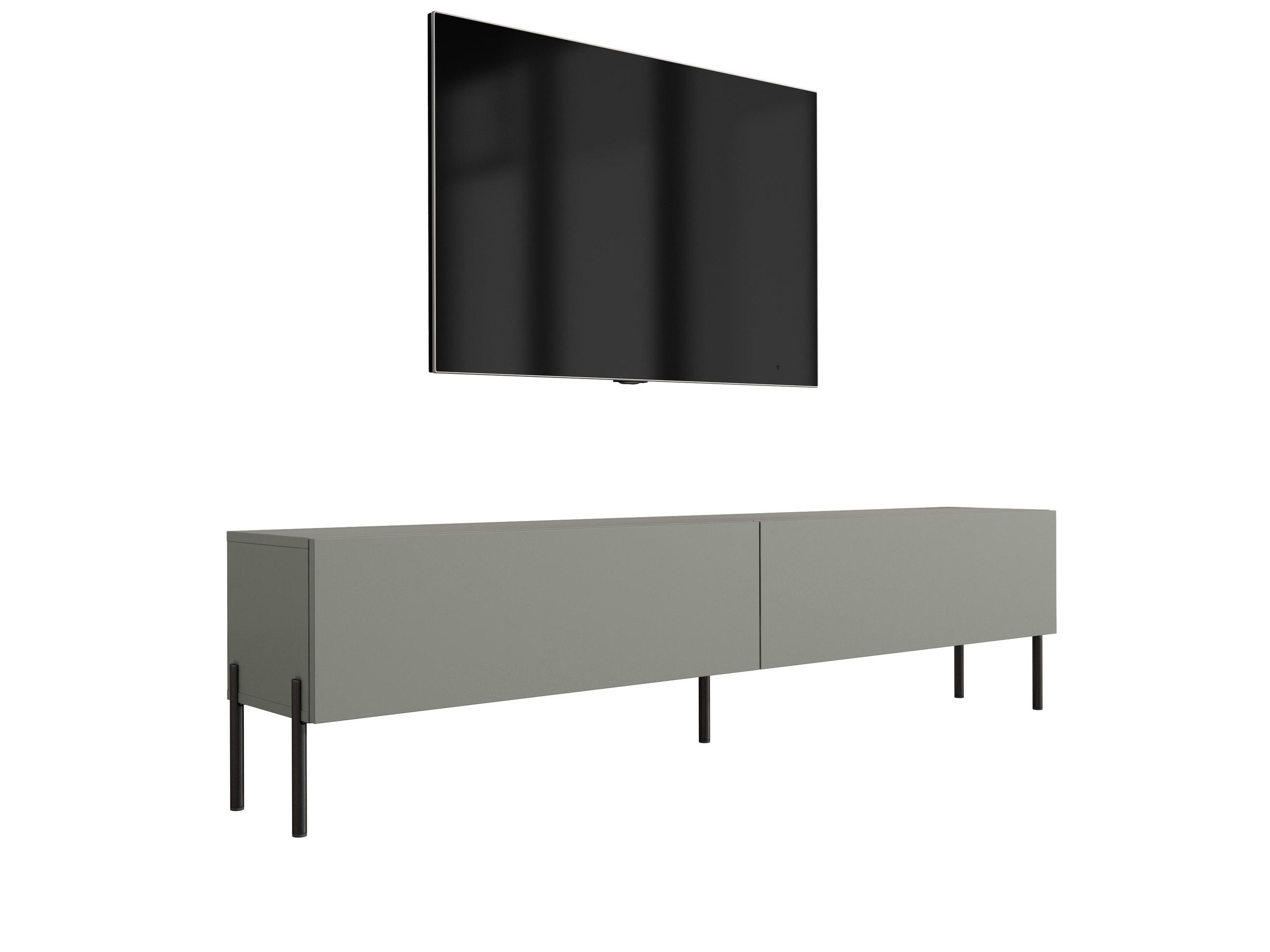 TV-SCHRANK : Aloe, 170 x 52 x 32 cm, schwarze Beine - Schwarz/Grün, Holzwerkstoff/Metall (170/52/32cm) - 3XE LIVING