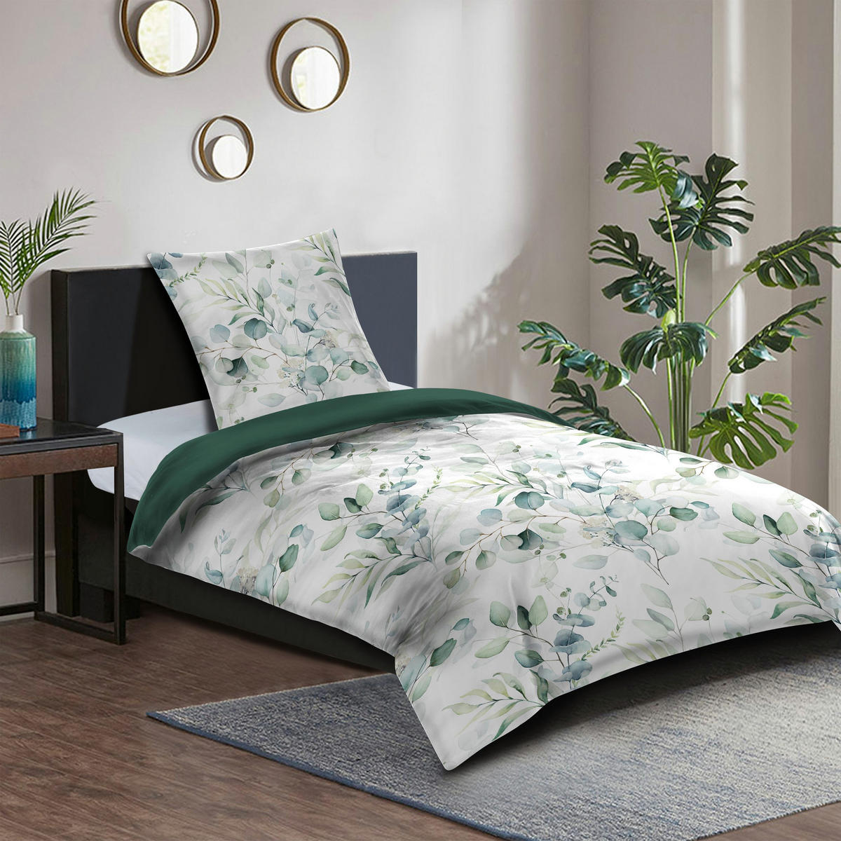 BETTWÄSCHE 4-teilig Eukalyptus - Weiß, Naturmaterialien (135/200cm) - Sanilo