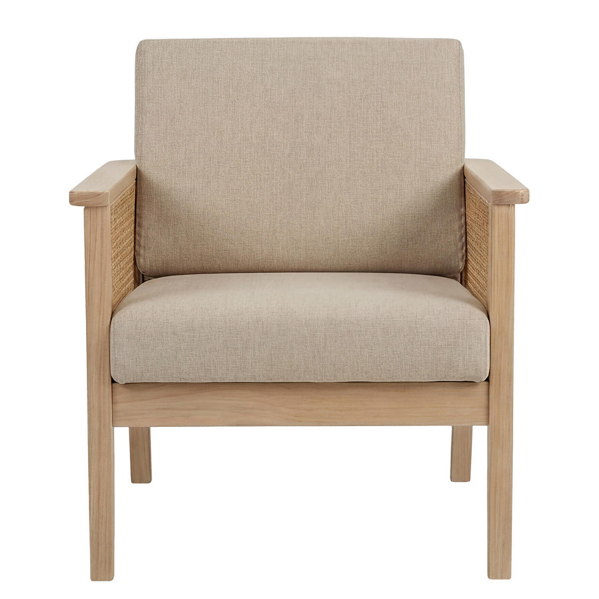 LOUNGESET - 4-teilig - Akazie massiv / Webstoff - Braun / Beige - Beige, Holz/Kunststoff - home24