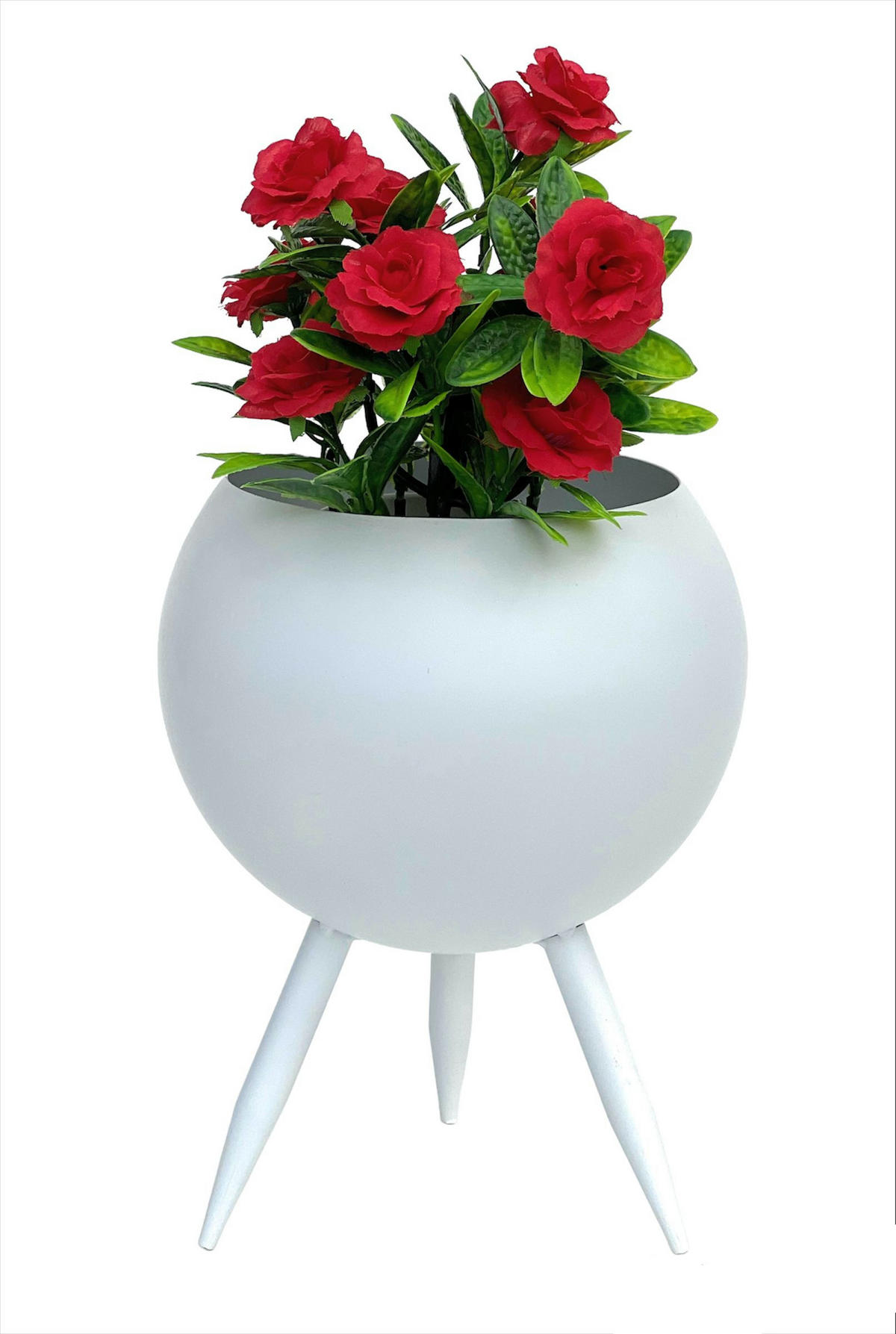 BLUMENHOCKER Metall mit Topf Weiß 27 cm 96259 L - Weiß, Metall (20/27/20cm) - DanDiBo