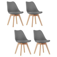 STUHL DOZZA 4-er Set, Grau Kissen aus Kunstleder - Hellgrau, Holz/Kunststoff (49/82/43cm) - Komodee