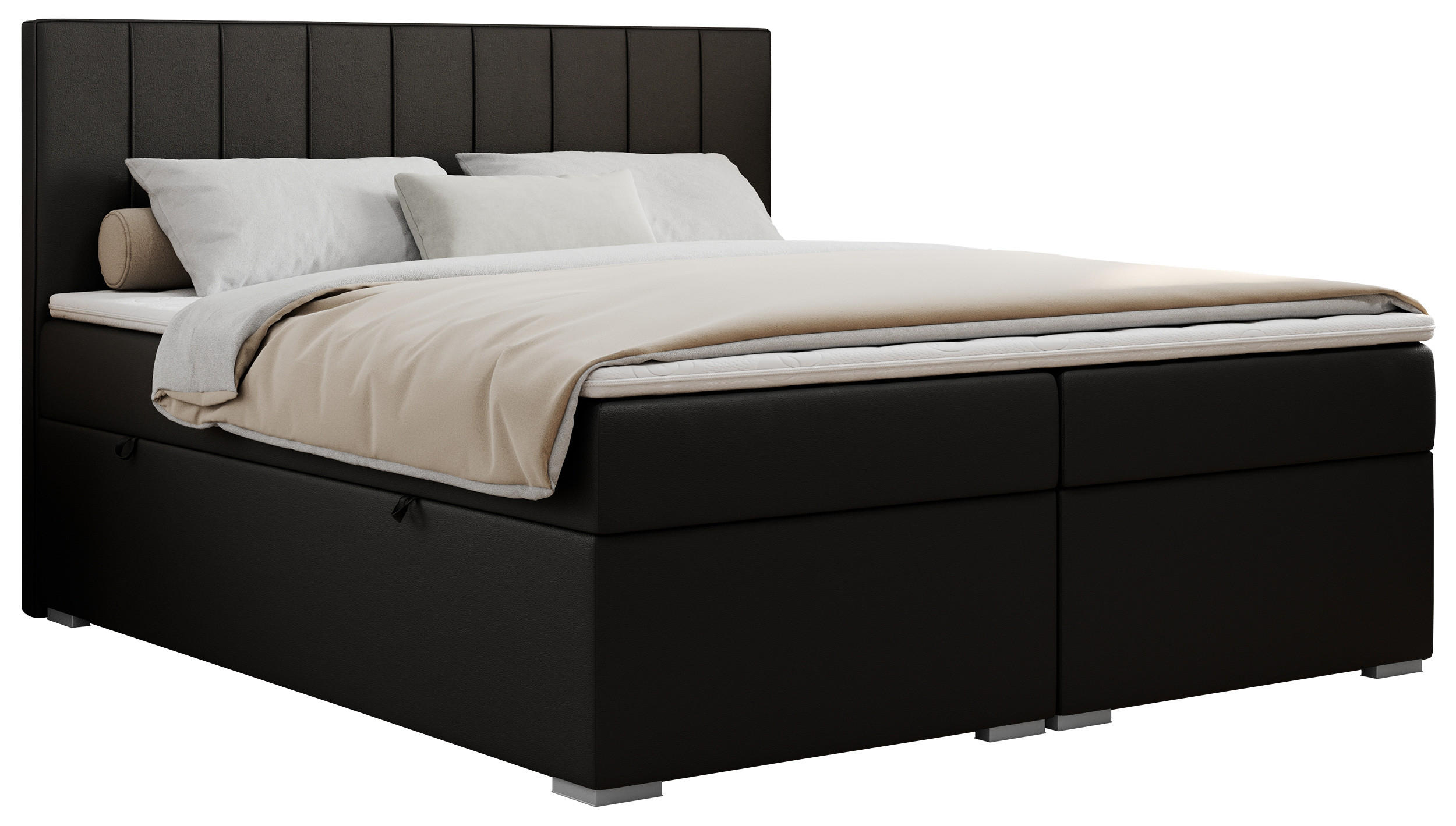 BOXBETT ALLY 140/200 Schwarz Kunstleder - H4 - Schwarz, Holz/Textil (140/200cm) - MKS
