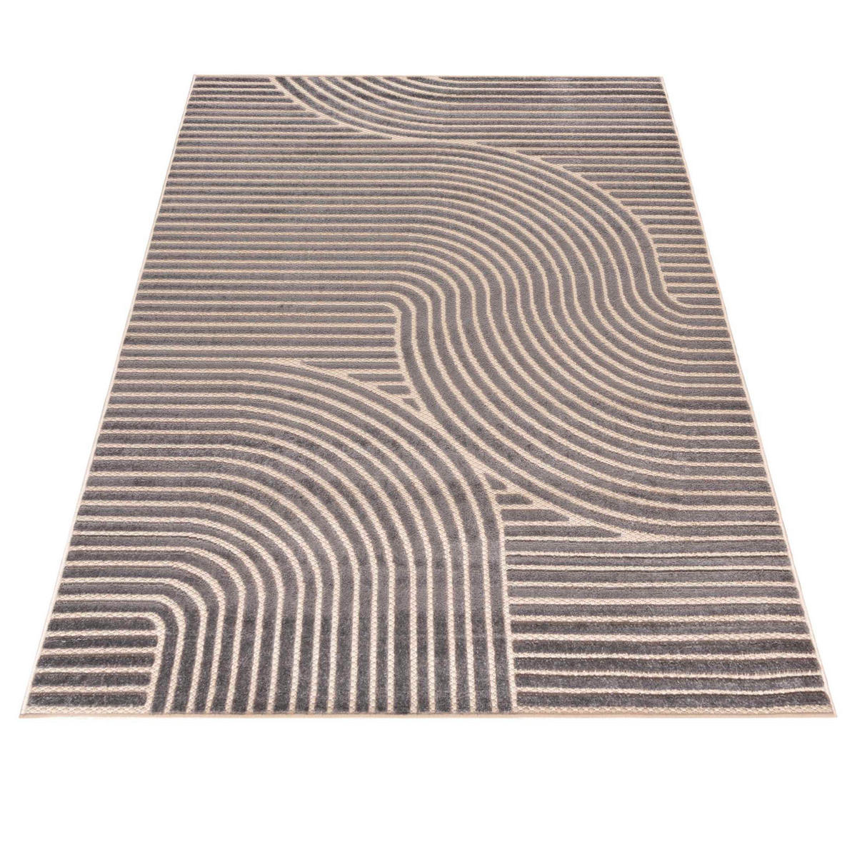 KOBEREC sivý geometrický - 200 x 300 cm - sivá/béžová, textil (200/300cm) - Mazovia