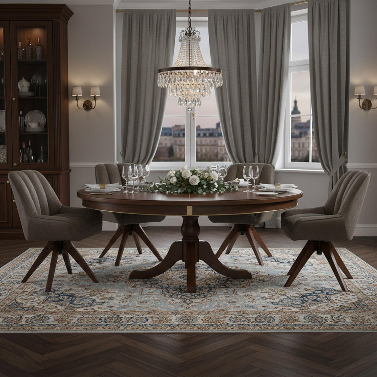 DREHSTUHL Mika-Lio 2er-Set - Taupe/Nussbaumfarben, Eichenholz/Holz (60/88/68cm) - DUBI Möbel