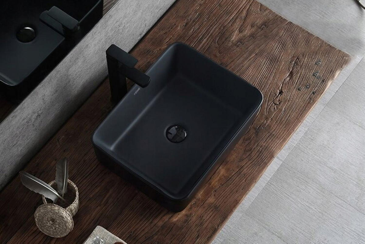 WASCHBECKEN, schwarz 48/36.5/14 cm - Schwarz, Keramik (48/14/36.5cm) - Rebiko